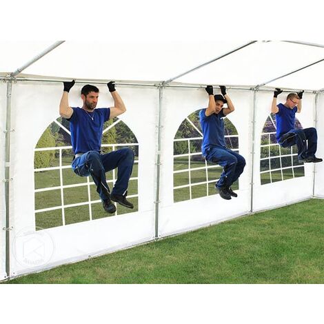 Tente Barnum de Réception 5x8 m ignifugee PREMIUM Bâches amovibles PVC 750 N blanc Cadre de Sol Jardin