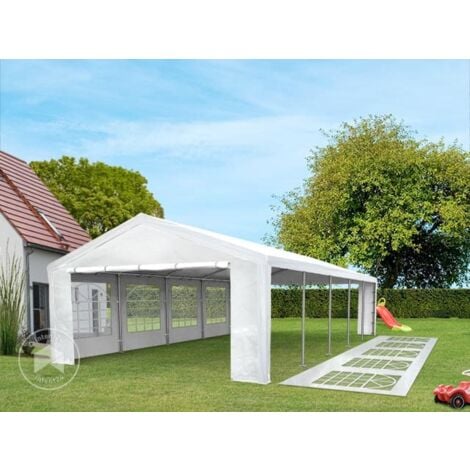 Tente de réception 3x6 m barnum pavillon blanc bâche PE 350 N imperméable tente de jardin