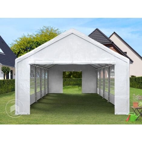 Tente de réception 5x8 m barnum Toile de Haute qualité 450 N PE Gris-Blanc Construction en Acier galvanisé avec raccordement par vissage