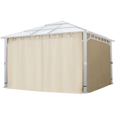 Rideaux (set de 4 toiles) pour tonnelle de jardin TOOLPORT Sunset Deluxe 4x4 m champagne (1/5)