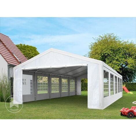 Tente de réception 5x10 m barnum pavillon blanc bâche PE 350 N imperméable tente de jardin