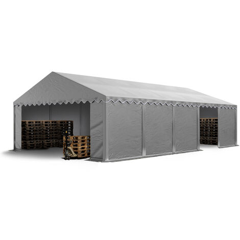 TOOLPORT Tente de Stockage 4x6 m Abri bâche PVC d’env 500g/ m² imperméable Gris 