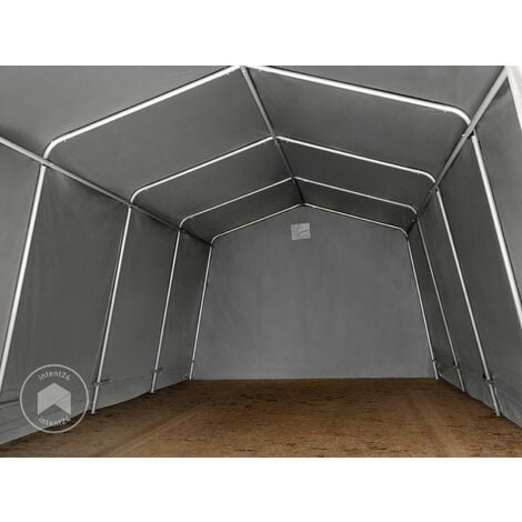TOOLPORT Barnum tonnelle 3x6 m Bâches PVC env. 500g/m² gris-blanc Cadre de  sol