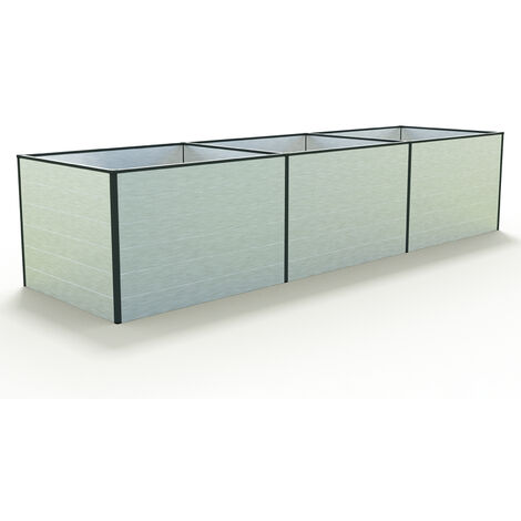 GFP Carré potager surélevé pour herbes et légumes Aluminium DANIELA - 351 x 77 x 77 cm - ALU-NATUR - indéformable et résistant aux intempéries avec profilés creux aluminium - Made in Autriche