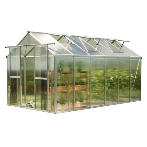 GFP Serre Saphir 6 cadre aluminium 259x384 cm Plaques double paroi 8 mm indéformables & résistantes aux intempéries