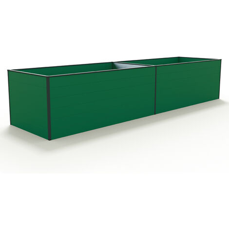 GFP Carré potager surélevé pour herbes et légumes Aluminium DANIELA - 387 x 77 x 77 cm - VERT - indéformable et résistant aux intempéries avec profilés creux aluminium - Made in Autriche (1/3)