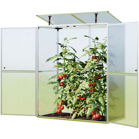 Serre à tomates Emma 147 x 76 x 173 cm – Panneaux polycarbonate 8 mm – Structure en aluminium – Double porte pivotante