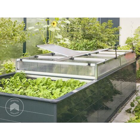 Mini Serre De Jardin En Aluminium Avec Plaques Alvéolaires - 102x102x41/31 Cm - Protection Pour Semis, Plantes, Potager