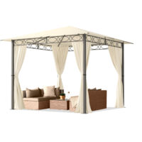 Pavillon de Jardin 3x3 m tonnelle Premium imperméable Tente de Jardin 4 côtés bâche de Toit env. 220g/m² Tente de réception beige