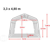Tente-garage carport 3,3 x 4,8 m d'élevage abri agricole tente de stockage bâche env. 550g/m² armature solide vert fonce