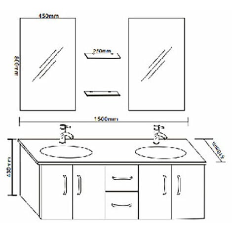White Bathroom Cabinet 151 cm Washbasin Included - White Ice