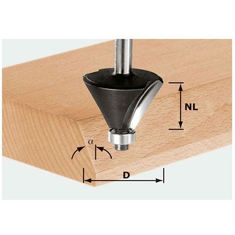 Fraise à chanfreiner HW avec queue de 8 mm HW S8 D36/45° - Festool