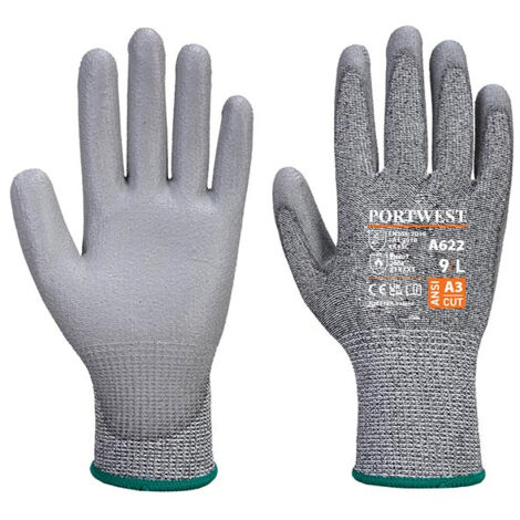 Portwest – Gants anti-coupure niveau C – Protection contre coupures et chaleur jusqu'à 100 °C – Revêtement PU pour confort et dextérité
