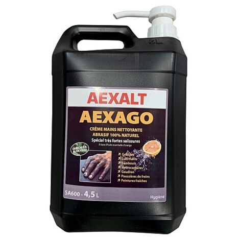 Savon crème mains microbilles - AEXAGO 4.5L - Bidon 4,5L + pompe (1/2)