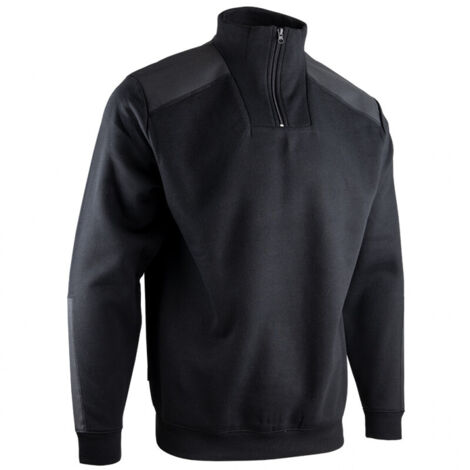 LMA Sweat Col Camionneur Bicolore Noir BERLIN 8090 - Taille: L