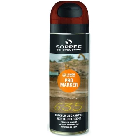 Bombe peinture chantier PROMARKER Marron (500 ml) - 141509 - Soppec (1/5)