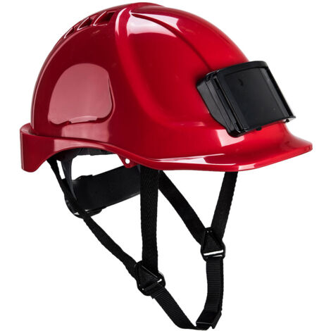 Portwest – Casque de chantier Endurance rouge avec porte-badge – Coque ventilée ABS/polycarbonate ignifuge – Norme EN 397 – Ventilation optimale - PB55RER (1/2)