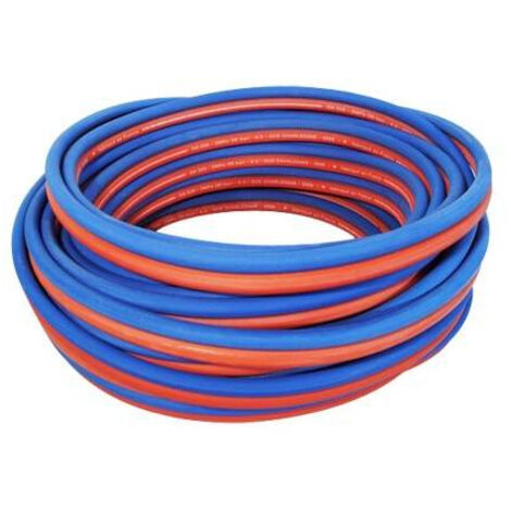 Tuyau double conduit rouge/bleu 6.3x13mm 20m – SBR noir – Trame textile haute ténacité – Norme EN 559 – 2MPA (20 bar) – Alfaflex