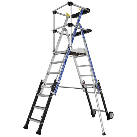 Tubesca Comabi – Plateforme échafaudage télescopique 5-7 marches – Aluminium ultra-résistant – Charge maximale 150 kg – Hauteur d'accès 3,53 m (1/5)