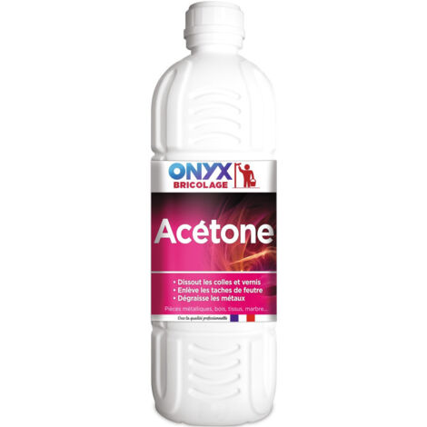 Acétone 1L solvant dégraissant puissant – Évaporation rapide sans résidu – Nettoyage outils et surfaces – Dilution vernis et colles – Onyx