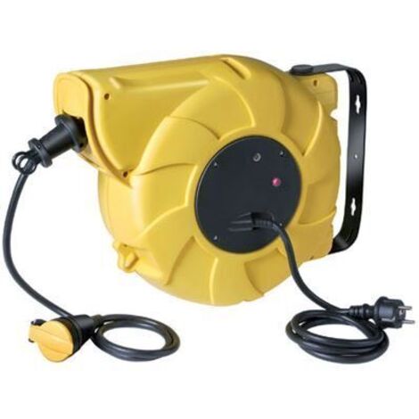 Brennenstuhl – Enrouleur électrique automatique mural 20m H07RN-F 3G1,5 – Indice de protection IP44 – Disjoncteur thermique – Boîtier polypropylène