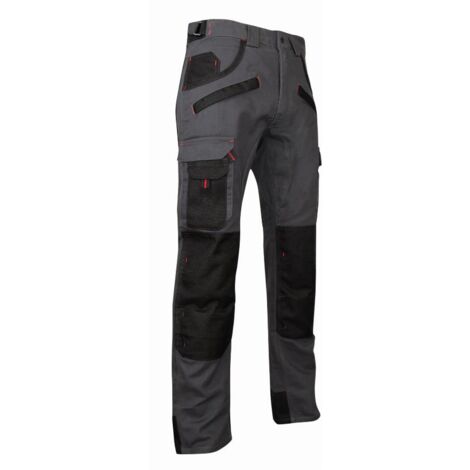 LMA – Pantalon de travail gris nuit/noir T.46 – Renforts Oxford 900D – Empiècements extensibles – Triple piqûre pour durabilité