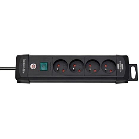 Rallonge 4 prises Premium Plus noir 1,8m H05VV-F 3G1,5 avec interrupteur