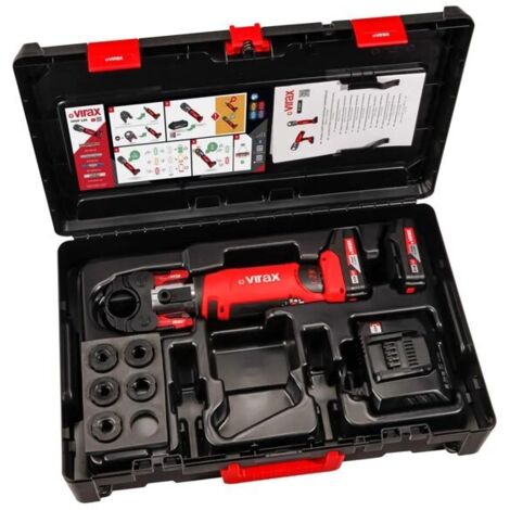 Virax – Sertisseuse électroportative Viper L2X – Coffret inserts TH 16-20-26-32 – Microprocesseur pour sertissage précis – Batterie Lithium-Ion