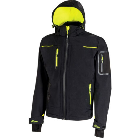 U-Power – Veste de travail softshell noire – Imperméable et respirante – Doublure micro-polaire – Capuche amovible – Pour environnements froids et humides (1/10)