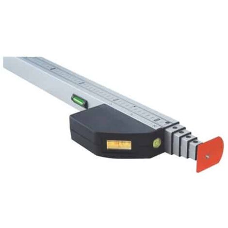 Geo Fennel – Canne mesureuse télescopique 5 m – Graduation cm/mm – Nivelle sphérique intégrée – Adaptateur pour détecteur laser (1/10)