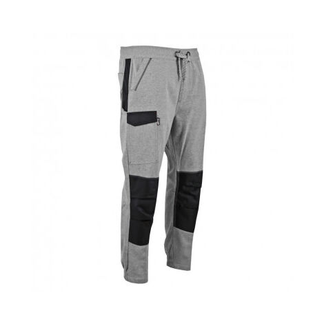 LMA – Pantalon jogging élastique gris chiné – Taille S – 2 poches cuisses – Renforts genoux en Oxford imperméable 900D – Coupe loose