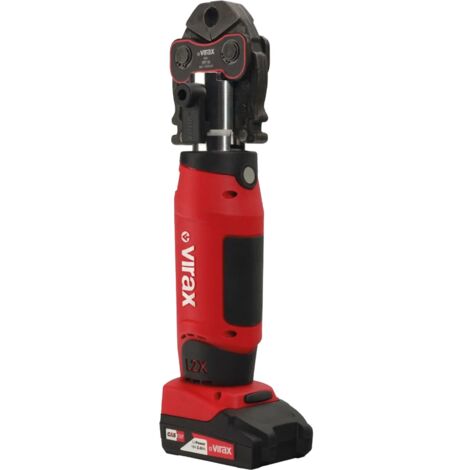 Virax – Pince à sertir électroportative 20 kN – Capacité Cuivre Ø 28 mm / PER Ø 32 mm / Multicouches Ø 40 mm – Batterie CAS 18V 2.0Ah
