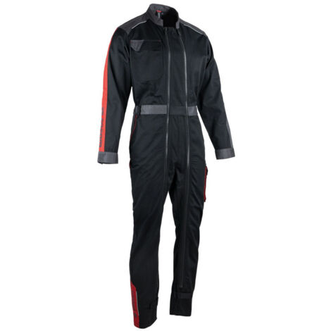Combinaison de travail double zip FACOM Ship Noir/Gris/Rouge Taille S - FXWW4000E-S