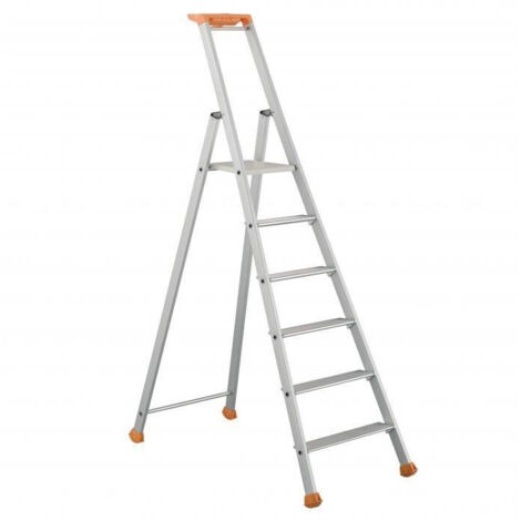 Tubesca Comabi – Marchepied aluminium anodisé 6 marches – Charge max 260 kg – Espacement marches 220 mm – Usage ultra intensif – Norme EN 131