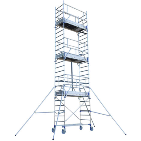 Tubesca Comabi – Échafaudage roulant aluminium 2 planchers 4,85m – Charge max 200kg/m² – Système Ergoblock pour montage rapide – Certifié NF EN 1004