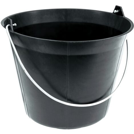 Taliaplast – Seau de maçon en polyéthylène noir 11L – Anse en acier galvanisé 5,3mm – Résistance jusqu'à 60kg – Graduation pour mesure précise (1/3)