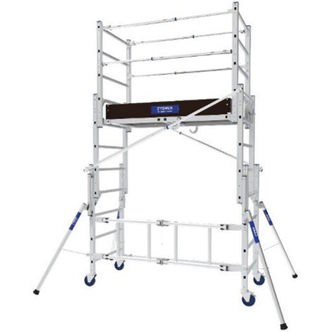 Tubesca Comabi – Échafaudage roulant télescopique 3,80 m – Charge maximale 200 kg/m² – Montage rapide sans outils – Aluminium léger et robuste (1/5)