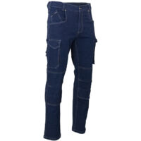 LMA – Jean denim stretch bleu avec poches cuisses – Coupe ajustée – Norme EN 14404 niveau 1 pour genouillères – 407 g/m²