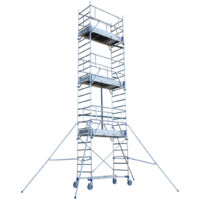 Tubesca Comabi – Échafaudage roulant en aluminium 6M85 – Hauteur de travail 6M – Système Ergoblock breveté – Roues réglables 200mm – Norme NF EN 1004