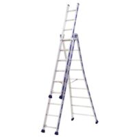Tubesca Comabi – Échelle double transformable 3 plans 6.92M 3X9 échelons – 2443609 – Articulation en aluminium moulé – Charge maximale élevée