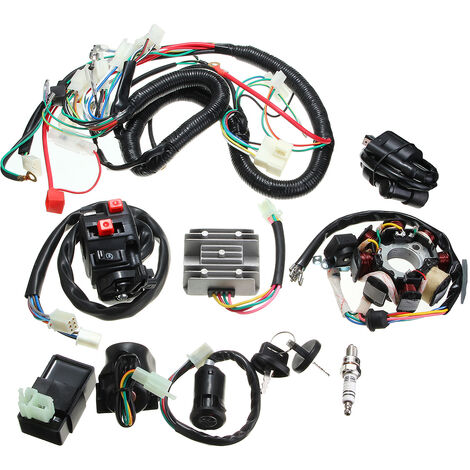 Quad Electric Spark plug Switch Razor CDI Coil Wire Harness For 125cc-250cc