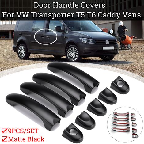 9pcs/Set Black 4 Door Handle Covers Shell For VW Transporter T5 T6 Caddy