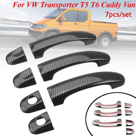 7pcs Set ABS Carbon 3 Door Handle Covers for VW TRANSPORTER T5 T6 CADDY VAN