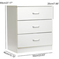 Chest Of Drawers 3 Drawers Clothes Storage Cabinets Unit 60x40x69cm White