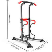 Pull Up Station 75x85x230cm Black+Red Power Tower Chin Dip Bar Adjustable Home Exercise Gym Workout