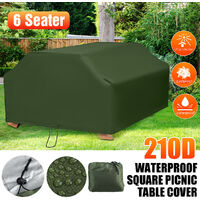 Green Waterproof Outdoor 6 Seater Square Garden Picnic Table Furniture Cover