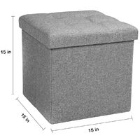 Folding Storage Bench Ottoman Footstools Seat (Grey 38x38x38cm)
