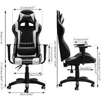 Racing Gaming Office Chairs Executive Lumbar Supports Swivel PU Leather Computer White