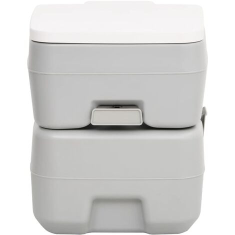 Camping-Toilette Tragbar Grau und Weiß 20+10 L HDPE
