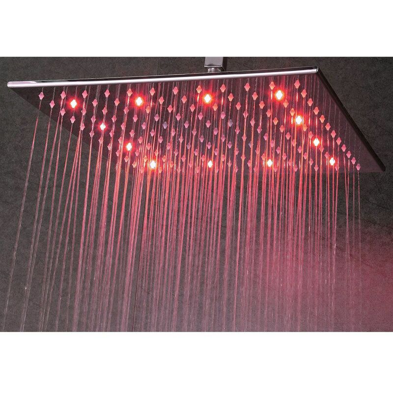 20,3 cm pouce carré Chromé Face pluie Pommeau de douche LED 7 couleurs changeant romantique lumière maison salle de bain TOP douche de tête 